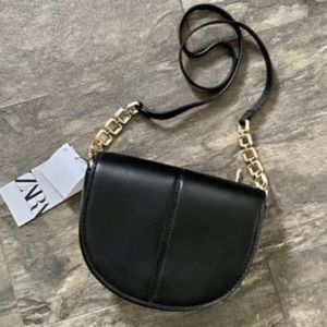 Zara Leather Crossbody/Shoulder Bag Gold Chain